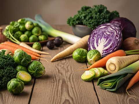 Seizoensgroenten in de maand december